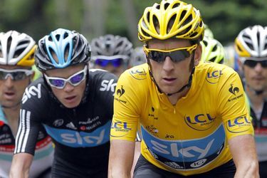 Bradley Wiggins et Christopher Froome sur le Tour de France en 2012. 