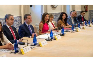 La reine Letizia d'Espagne en réunion à Almagro, le 9 juillet 2019