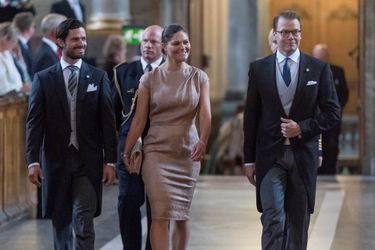 Le prince Carl Philip, la princesse Victoria et le prince consort Daniel de Suède à Stockholm, le 4 septembre 2017