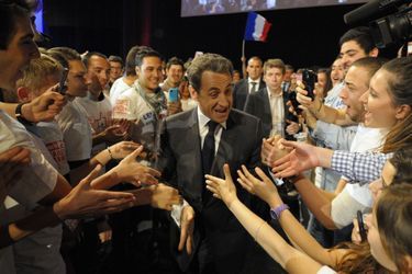 Nicolas Sarkozy lors de son meeting à Nice le 20 avril 2012.