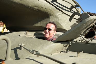 Arnold Schwarzenegger dans son tank Patton 