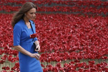 La duchesse de Cambridge, née Kate Middleton, lors de sa dernière apparition publique le 5 août dernier, à l’inauguration de la sculpture de coquelicots à la Tour de Londres.