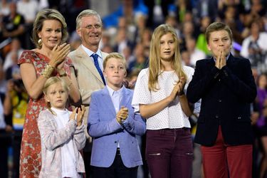 Le roi des Belges Philippe, la reine Mathilde et leurs enfants au Memorial Van Damme à Bruxelles, le 9 septembre 2016