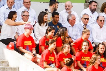 La reine Letizia d'Espagne dans le stade de l'Université complutense de Madrid, le 4 juillet 2019