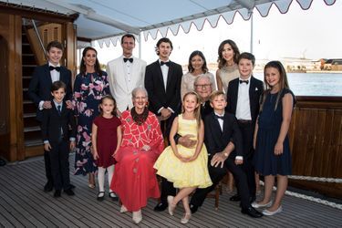 La famille royale de Danemark à bord du Dannebrog à Copenhague, le 28 août 2017