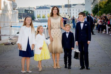 La princesse Mary de Danemark et ses enfants à Copenhague, le 28 août 2017
