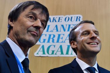 Nicolas Hulot et Emmanuel Macron, en novembre 2017. 