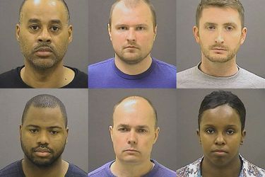 Les six policiers blanchis dans l&#039;affaire de la mort de Freddie Gray à Baltimore en avril 2015.
