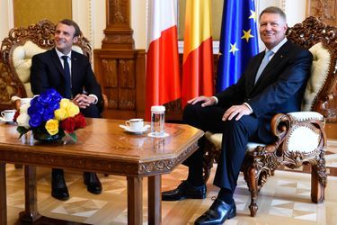 Entretien entre Klaus Iohannis et Emmanuel Macron au Palais Cotroceni.