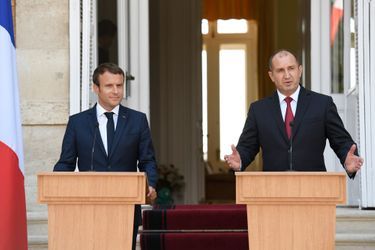 Conférence de presse conjointe entre Emmanuel Macron et son homologue bulgare Rouman Radev.