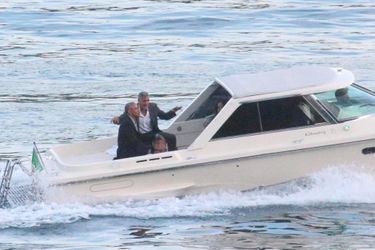Barack Obama et George Clooney sur le lac de Côme, le 23 juin 2019.