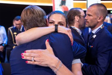 La princesse Victoria de Suède dans les bras de Mats Arjes, à Lausanne le 24 juin 2019