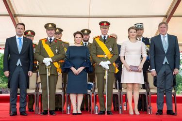 La grande-duchesse Maria Teresa et le grand-duc Henri de Luxembourg avec la princesse Stéphanie et le prince Guillaume à Luxembourg, le 23 juin 2019