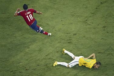 Vendredi 4 juillet, 23h57 (heure française) à Fortaleza, le défenseur Juan Zuniga, numéro 18, vient de faire faute sur Neymar à la fin du quart de finale Brésil-colombie (2-1).