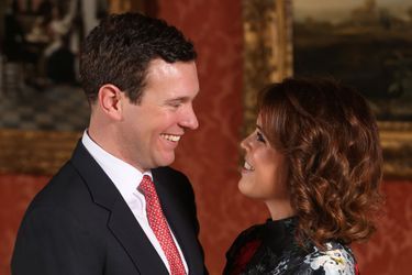 La princesse Eugenie d'York et son fiancé Jack Brooksbank, lors de l'annonce de leurs fiançailles, le 22 janvier 2018