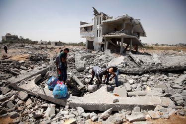 Habitations dévastées par les combats dans la bande de Gaza, août 2014.