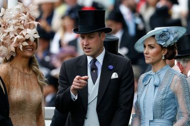 La reine Maxima des Pays-Bas avec le prince William et Kate Middleton au Royal Ascot, le 18 juin 2019