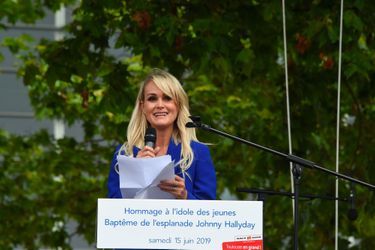 Laeticia Hallyday prononce un discours d&#039;hommage à Johnny Hallyday, samedi à Toulouse.