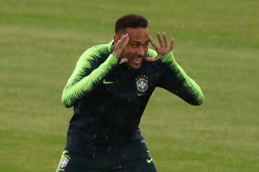 Neymar lors de l'entraînement du Brésil.