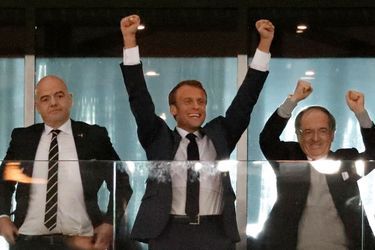 Le président de la République Emmanuel Macron n&#039;a pas caché son enthousiasme sur le but de la France.