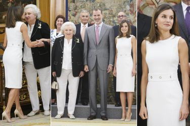 La reine Letizia et le roi Felipe VI d'Espagne à Madrid avec l'infante Pilar, le 10 juillet 2018