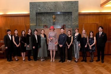 La reine des Belges Mathilde avec les lauréats du Concours reine Eilisabeth à Waterloo, le 28 mai 2019