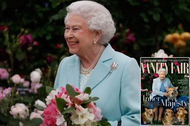 La reine Elizabeth II, le 23 mai 2016 et couverture du numéro de &quot;Vanity Fair&quot; UK pour ses 90 ans