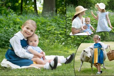La princesse Victoria de Suède et ses enfants le prince Oscar et la princesse Estelle, le 6 juin 2016