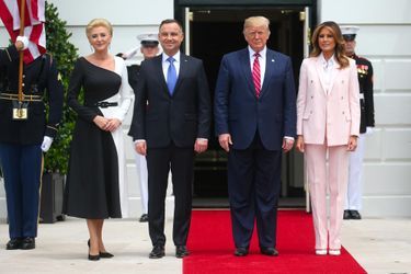 Donald et Melania Trump accueillent Andrzej Duda et Agata Kornhauser-Duda à la Maison-Blanche, le 12 juin 2019.