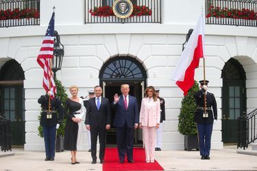 Donald et Melania Trump accueillent Andrzej Duda et Agata Kornhauser-Duda à la Maison-Blanche, le 12 juin 2019.