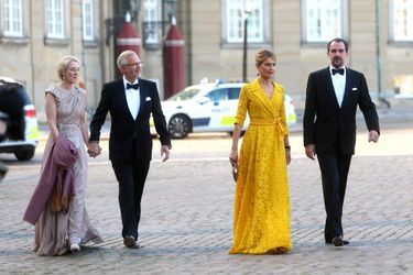 La princesse Alexandra von Sayn-Wittgenstein-Berleburg et le prince Nikolaos de Grèce avec leurs conjoints, à Copenhague le 7 juin 2019 