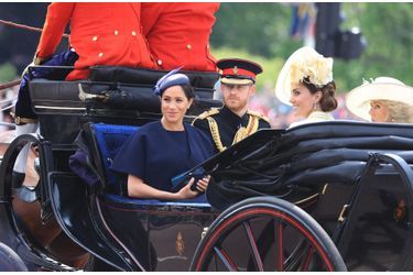 Meghan Markle, le prince Harry, Kate Middleton et Camilla Parker Bowles lors de la parade Trooping the Colour à Londres le 8 juin 2019