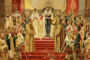 Le couronnement de Nicolas II, le 14 mai 1896, gravure russe (détail)