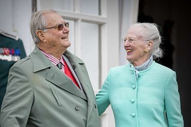 La reine Margrethe II de Danemark avec son mari le prince consort Henrik, le 16 avril 2017 