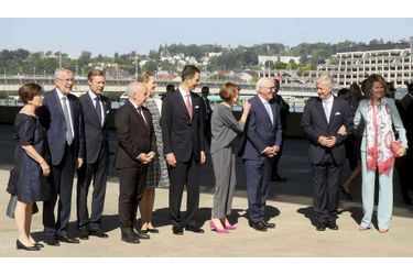 La reine Mathilde et le roi des Belges Philippe avec les chefs d'Etats germanophones et certains de leurs conjoints à Linz, le 4 juin 2019