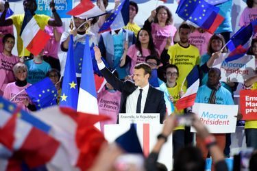 Emmanuel Macron lors d'un meeting pour sa campagne présidentielle.
