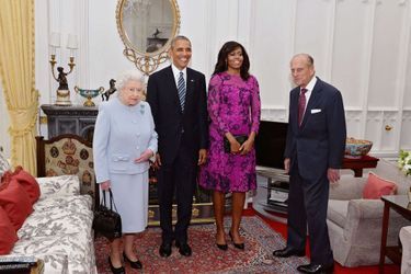 La reine Elizabeth II avec le président des Etats-Unis Barack Obama à Windsor, le 22 avril 2016