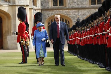 La reine Elizabeth II avec le président des Etats-Unis Donald Trump à Windsor, le 13 juillet 2018