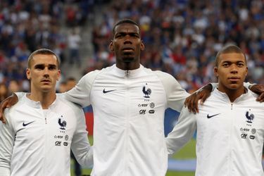 Antoine Griezmann, Paul Pogba et Kylian Mbappé, les joueurs les plus chers de l&#039;équipe de France.