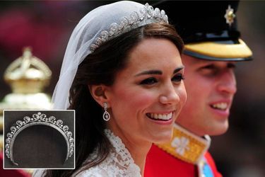 Pour son mariage, le 29 avril 2011, Kate porte la tiare que la reine Elizabeth II a reçue pour ses 18 ans. 
