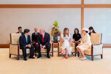 Donald et Melania Trump rencontrent l&#039;empereur Naruhito et l&#039;impératrice Masako au palais impérial de Tokyo, le 27 mai 2019.