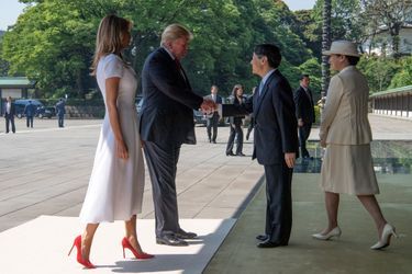 L'impératrice Masako et l'empereur Naruhito du Japon accueillent Donald et Melania Trump à Tokyo, le 27 mai 2019
