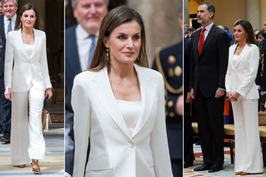 Le look de la reine Letizia d&#039;Espagne à Madrid, le 3 mai 2018