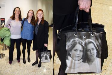 La duchesse d'York Sarah Ferguson à l'aéroport de Sydney, avec sa soeur et sa nièce, le 5 avril 2016