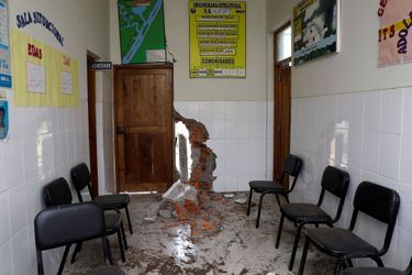 Les dégâts du séisme à Huatapi, Pérou