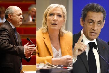 Bruno Le Roux, Marine Le Pen et Nicolas Sarkozy.