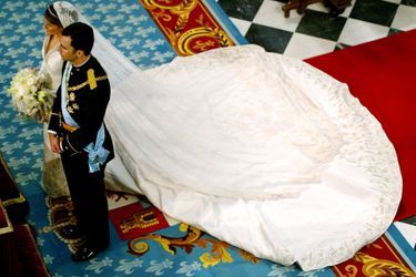 Le prince Felipe d&#039;Espagne et Letizia Ortiz le jour de leur mariage à Madrid, le 22 mai 2004