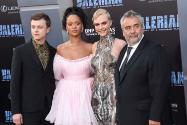 Dane DeHaan, Rihanna, Cara Delevingne et Luc Besson à l'avant-première de Valérian et la Cité des mille planètes, à Los angeles le 17 juillet 2017.
