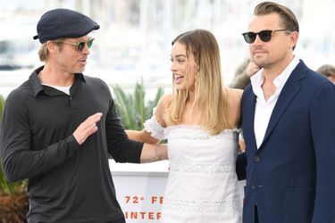 Brad Pitt, Margot Robbie et Leonardo DiCaprio au photocall du film «Once Upon A Time In Hollywood» à Cannes le 22 mai 2019