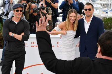 Brad Pitt, Quentin Tarantino, Margot Robbie et Leonardo DiCaprio au photocall du film «Once Upon A Time In Hollywood» à Cannes le 22 mai 2019